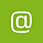 Icon @-Zeichen Konturzeichnung weiß in grünem Quadrat